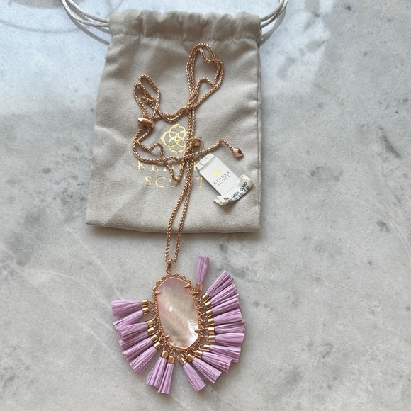 Kendra Scott Betsy Tassel Pendant lilac adjustable necklace rose gold NWT - Picture 2 of 6